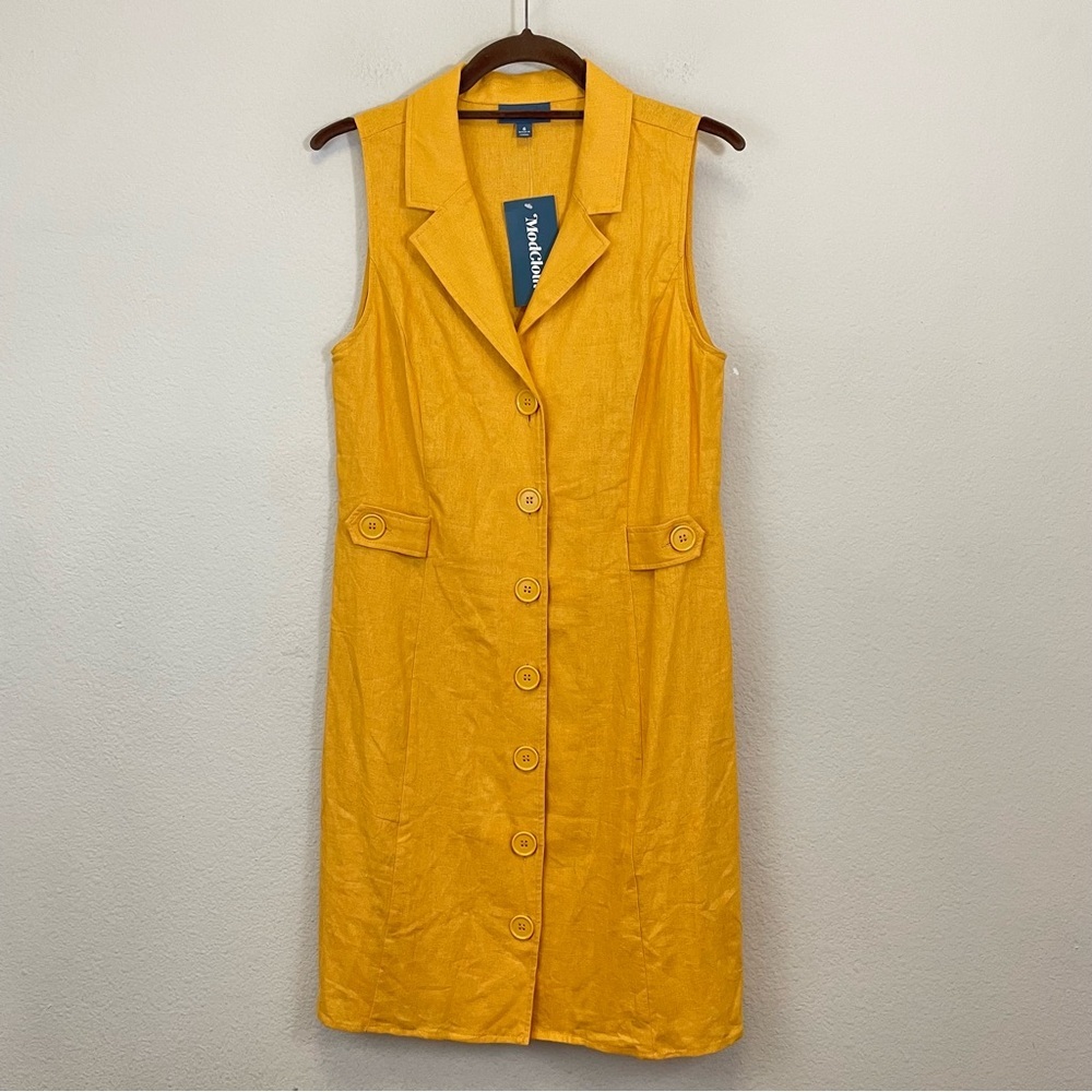 NWT ModCloth Orange Linen Blend‎ Coasting Along Shirt Mini Dress Size 6